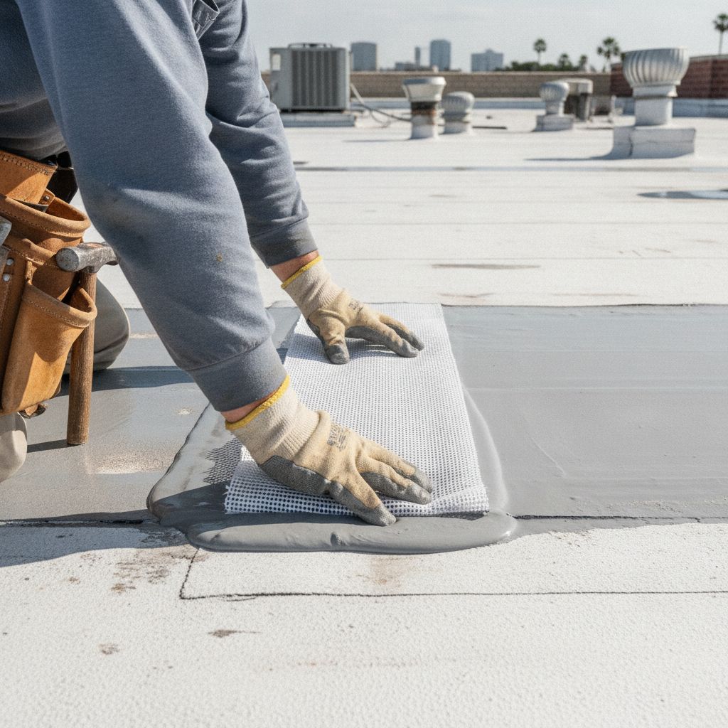 Seam repair with reinforcing fabric before silicone coating application